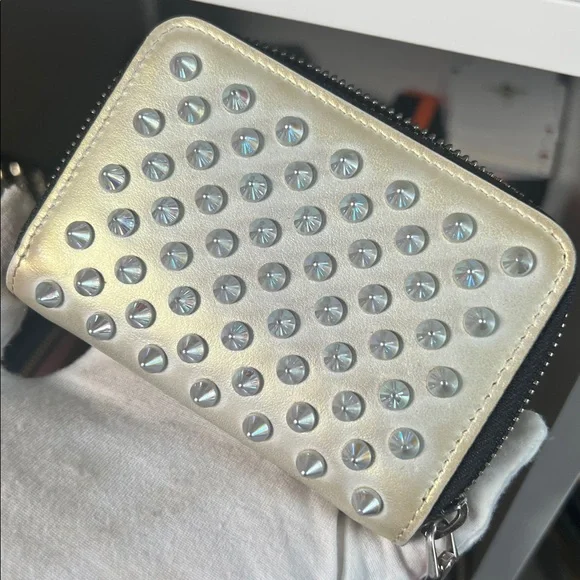 Authentic Christian Louboutin Metallic Compact Zip Card Wallet - Picture 1 of 8
